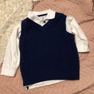 Sweater vest with long sleeve shirt